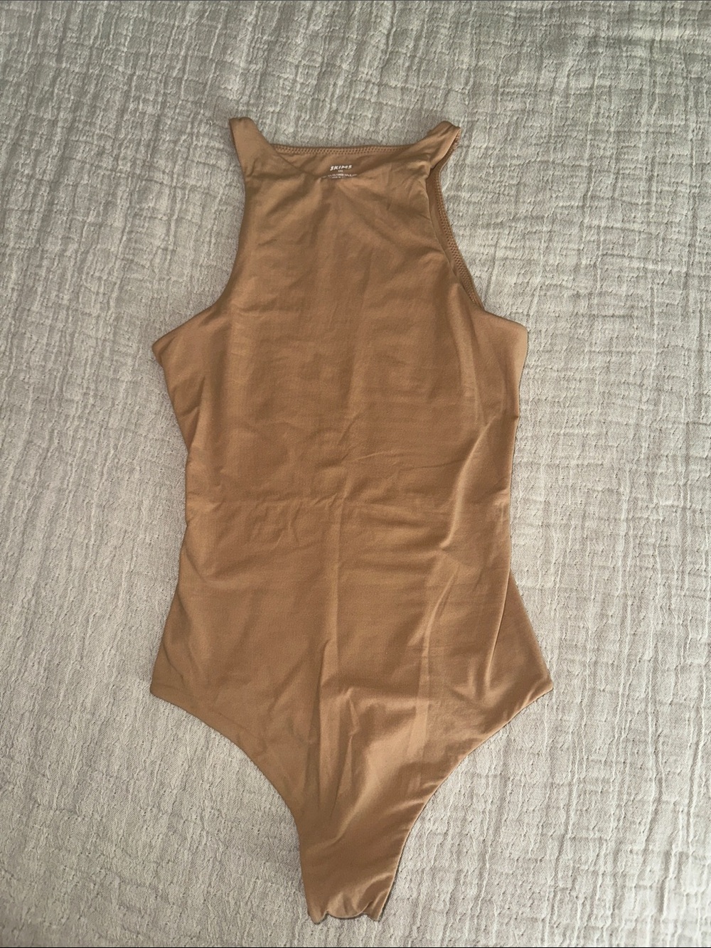 SKIMS Camel High-Neck One-Piece Bodysuit